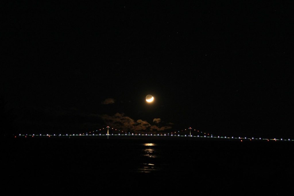 Moon over the Bridge from North end of BBI, Larry Pennell